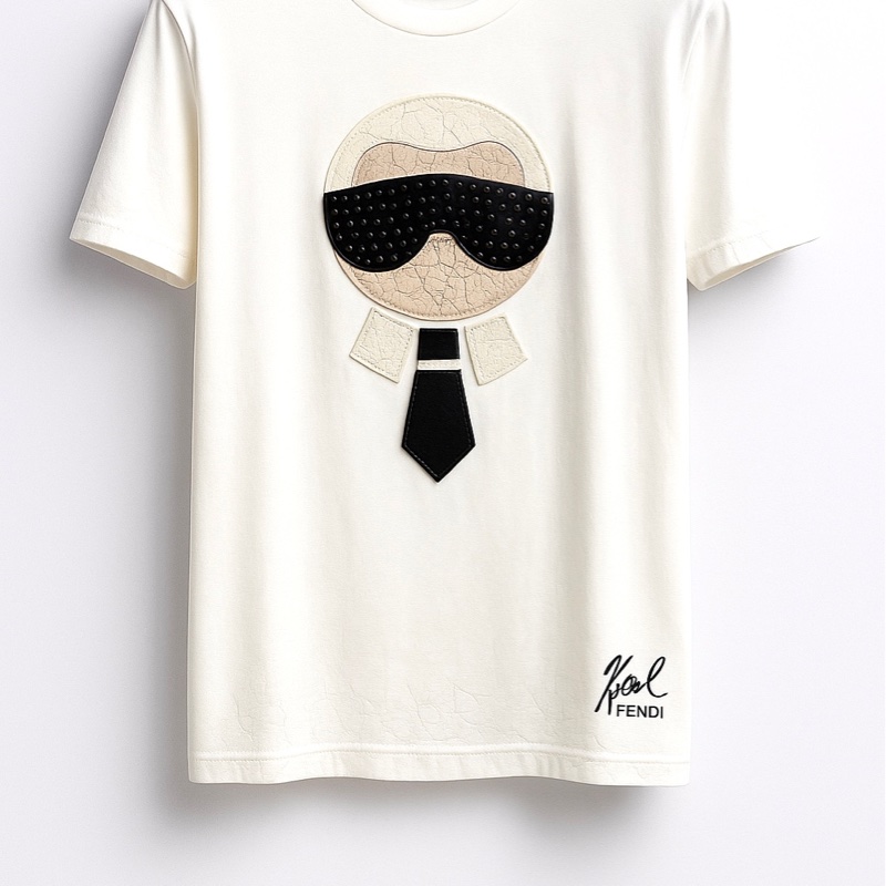 FENDI《Karlito》限量立體皮革 T-shirt（Size 44）  穿一次狀況良好｜Made in Italy-0