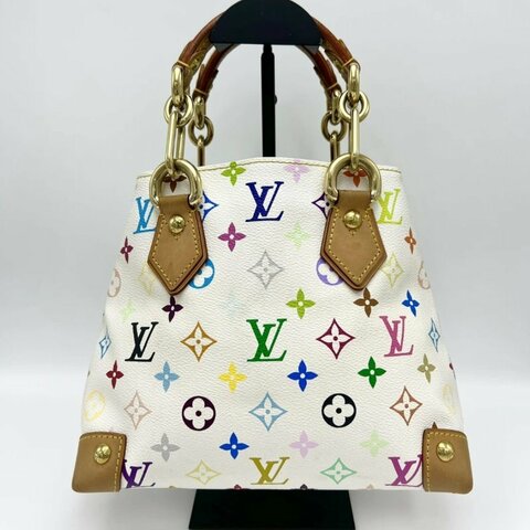 LV 白三彩村上隆薇薇安手提托特包 27*19 98新配件塵袋