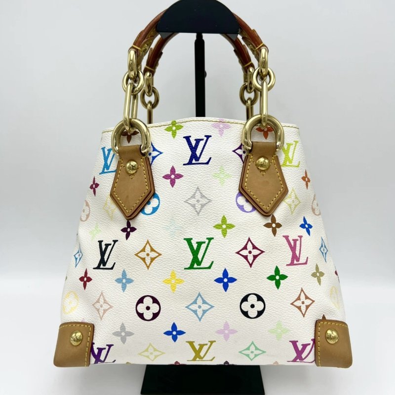 LV 白三彩村上隆薇薇安手提托特包 27*19 98新配件塵袋-0