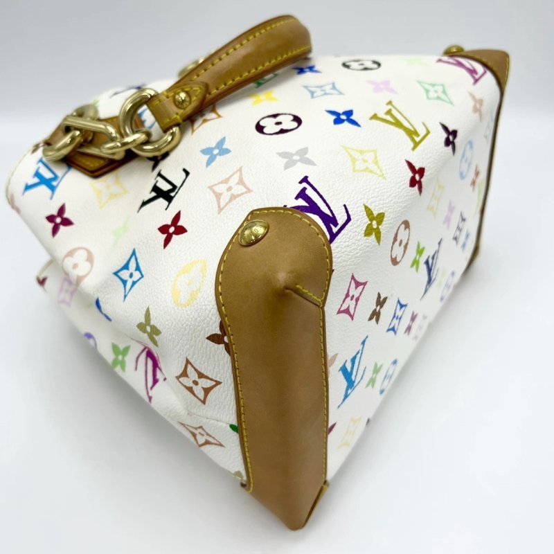 LV 白三彩村上隆薇薇安手提托特包 27*19 98新配件塵袋-2