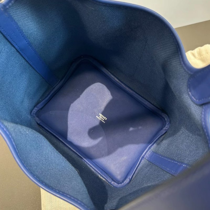 HERMES cargo海軍藍菜籃子18手提包18*18*14 98新配件塵袋鑰匙鎖購證-1
