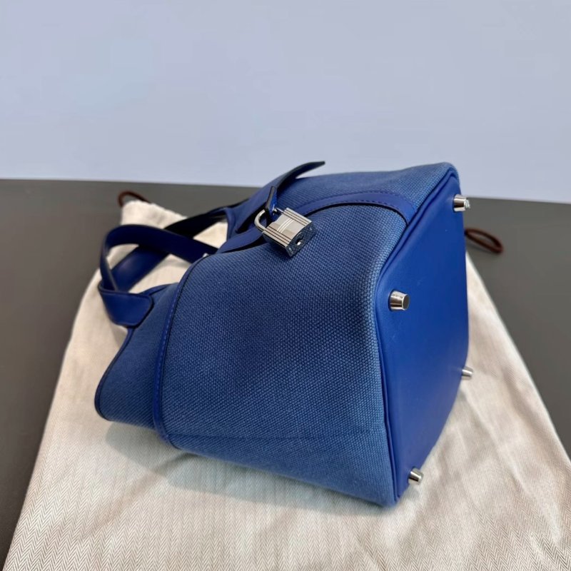 HERMES cargo海軍藍菜籃子18手提包18*18*14 98新配件塵袋鑰匙鎖購證-2