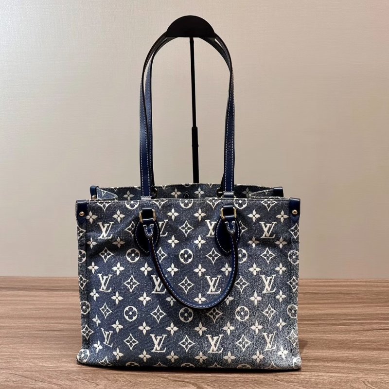 LV 藍色丹寧ontheso中號手提肩背包 芯片款 33*24*14 98新配件塵袋-1