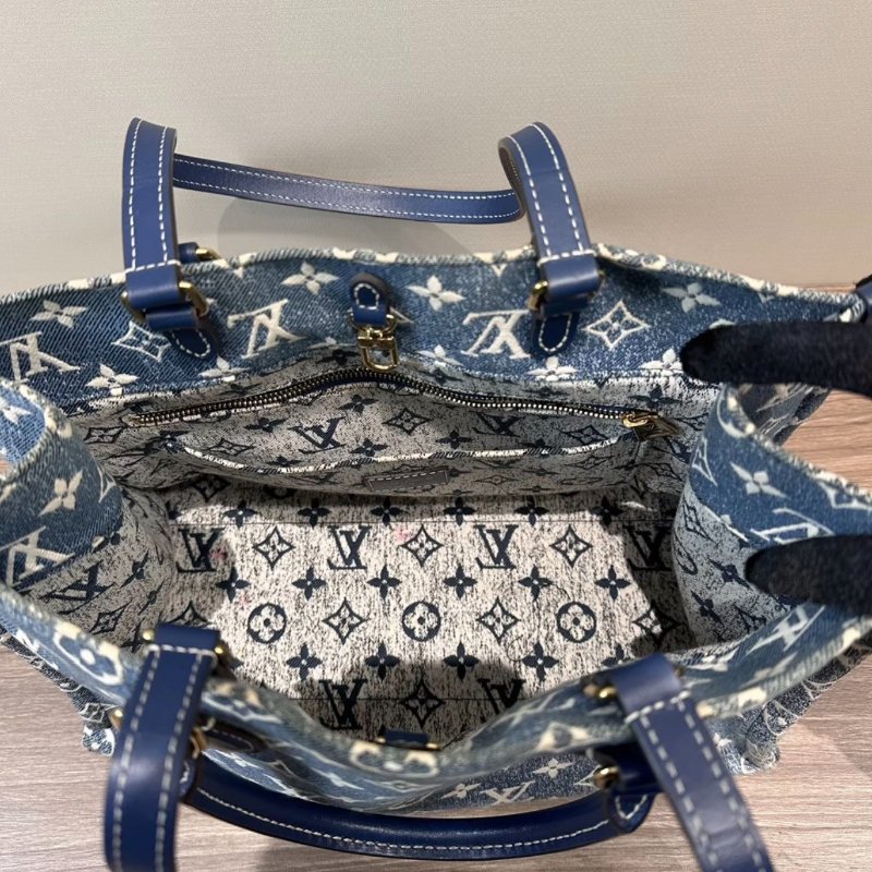 LV 藍色丹寧ontheso中號手提肩背包 芯片款 33*24*14 98新配件塵袋-5