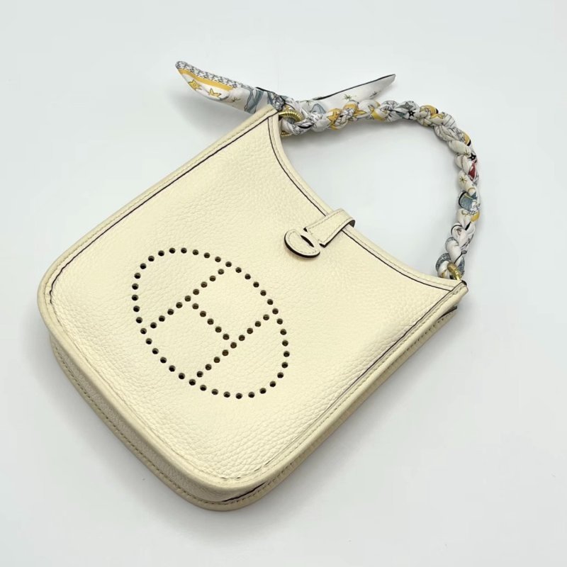 HERMES 奶油白金扣mini伊芙琳肩背斜背包17*18.5*5 98新配件塵袋-2