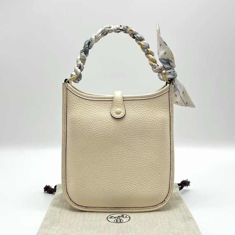 HERMES 奶油白金扣mini伊芙琳肩背斜背包17*18.5*5 98新配件塵袋-5