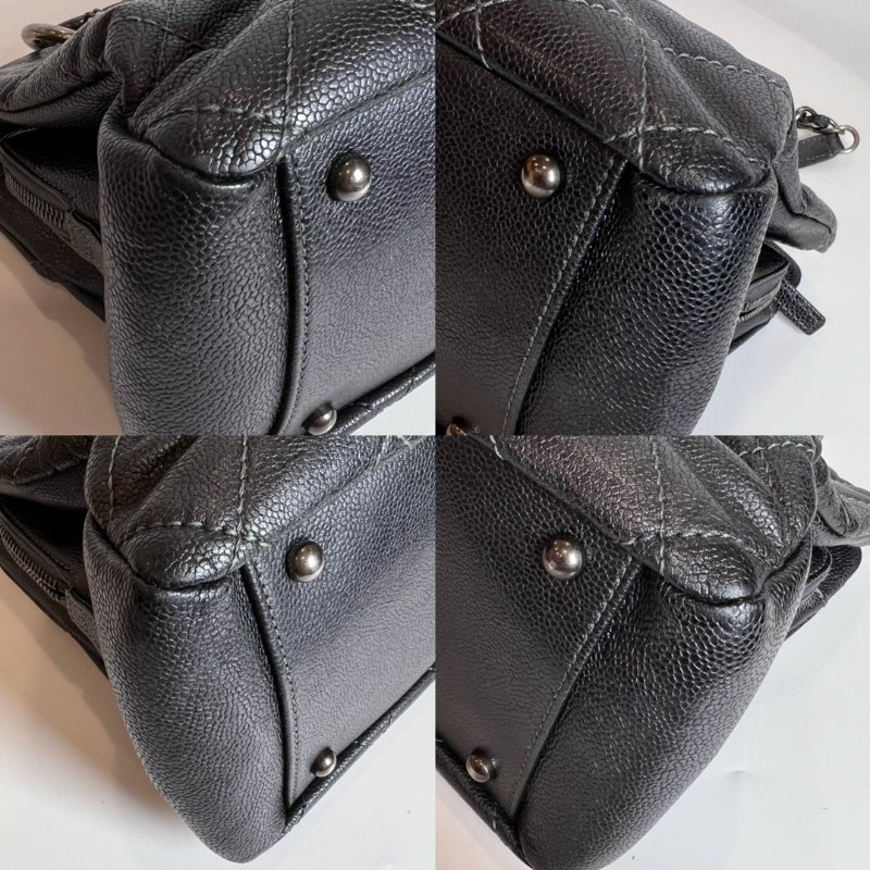 CHANEL 10開 深藍銀荔枝牛皮單肩托特包-10