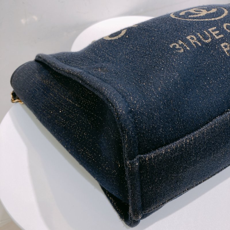 TW4541 Chanel 香奈兒 深藍色 帶閃托特包 中號A67001 Deauville Medium Tote Bag Navy Cnavas-7