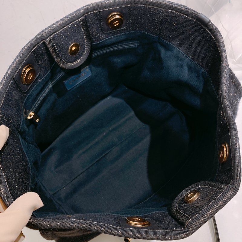 TW4541 Chanel 香奈兒 深藍色 帶閃托特包 中號A67001 Deauville Medium Tote Bag Navy Cnavas-13