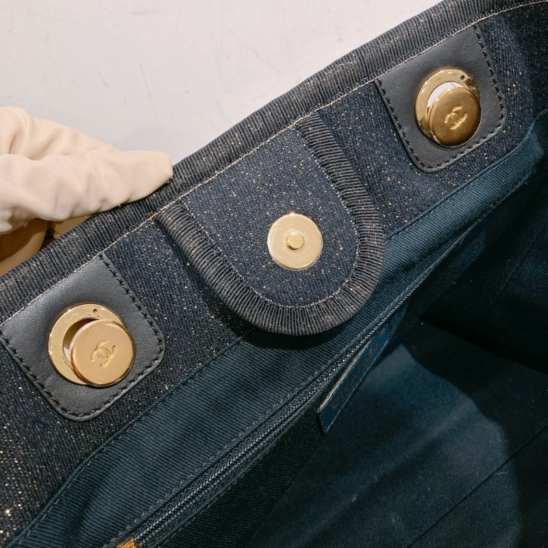 TW4541 Chanel 香奈兒 深藍色 帶閃托特包 中號A67001 Deauville Medium Tote Bag Navy Cnavas-14