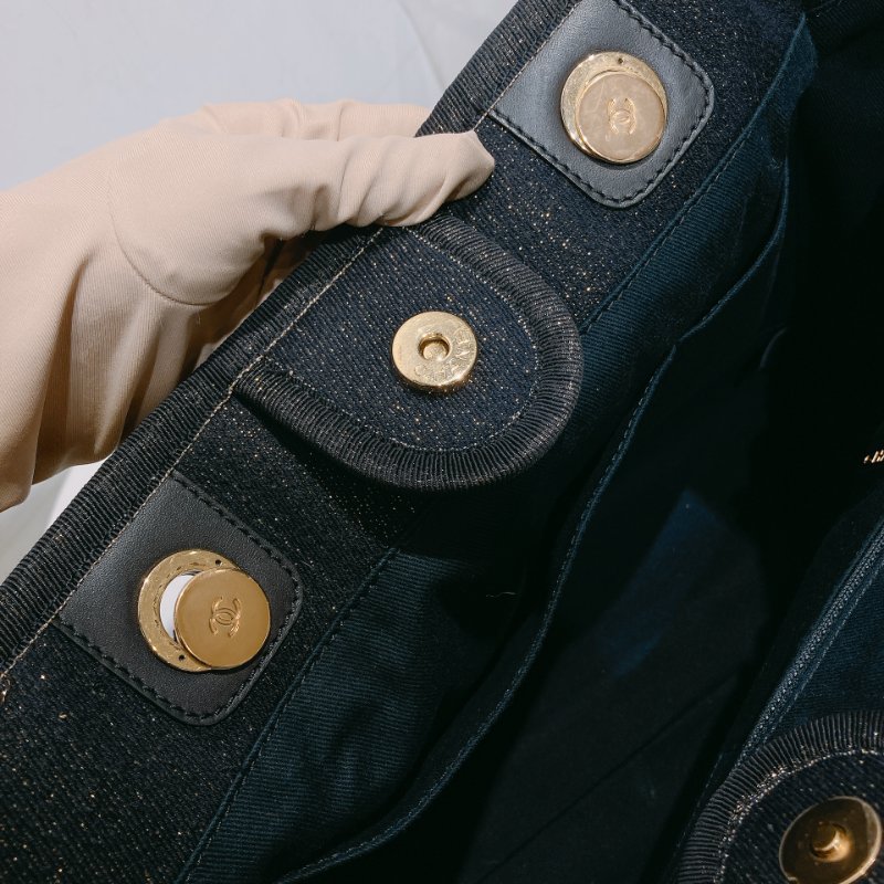 TW4541 Chanel 香奈兒 深藍色 帶閃托特包 中號A67001 Deauville Medium Tote Bag Navy Cnavas-15
