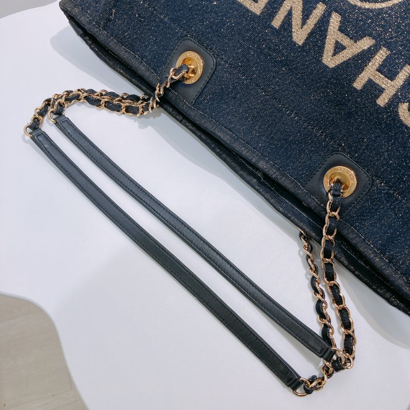 TW4541 Chanel 香奈兒 深藍色 帶閃托特包 中號A67001 Deauville Medium Tote Bag Navy Cnavas-17