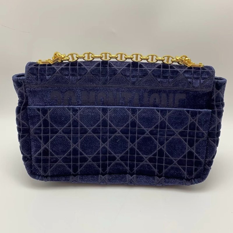 DIOR 紫色金扣Caro中號絲絨肩背斜背包25*15*8 98新配件塵袋-1