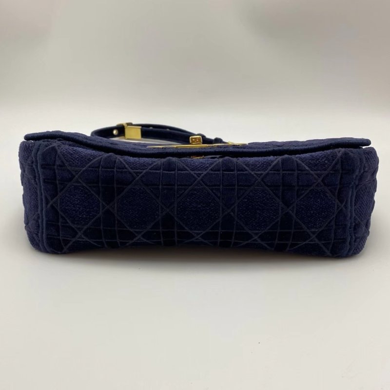 DIOR 紫色金扣Caro中號絲絨肩背斜背包25*15*8 98新配件塵袋-3