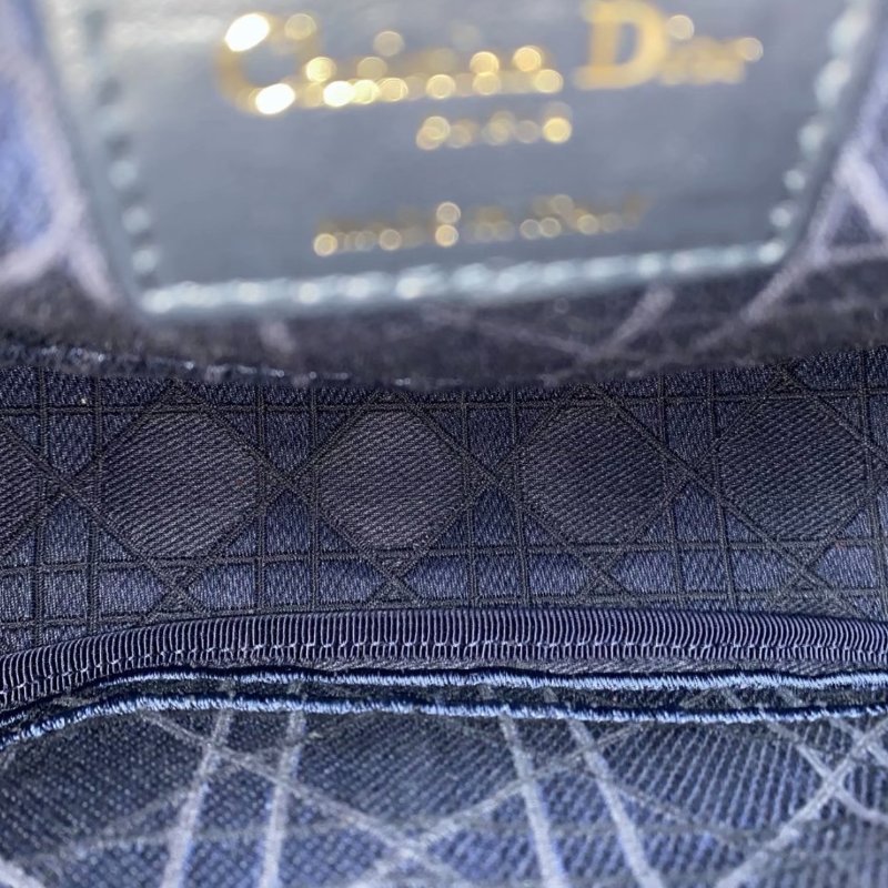 DIOR 紫色金扣Caro中號絲絨肩背斜背包25*15*8 98新配件塵袋-5