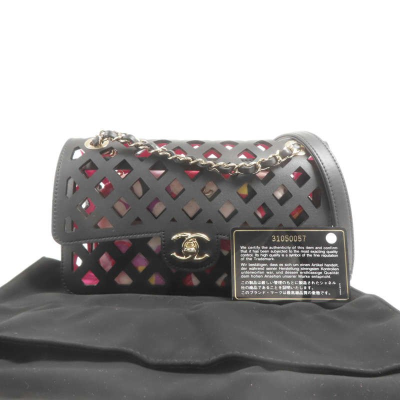 CHANEL 牛皮皮革See Through Flap金扣鏈帶肩背袋-9