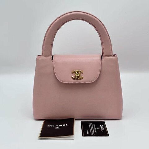 CHANEL 櫻花粉金扣vintage kelly 20*14*7 98新配件塵袋保卡