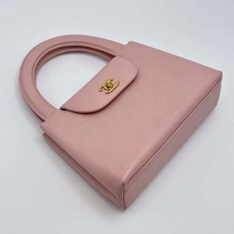 CHANEL 櫻花粉金扣vintage kelly 20*14*7 98新配件塵袋保卡-2