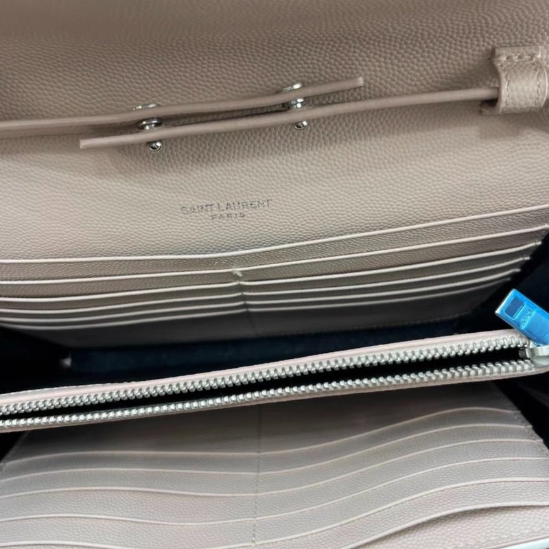 YSL 粉色拼白色信封包 98新配件塵袋-6