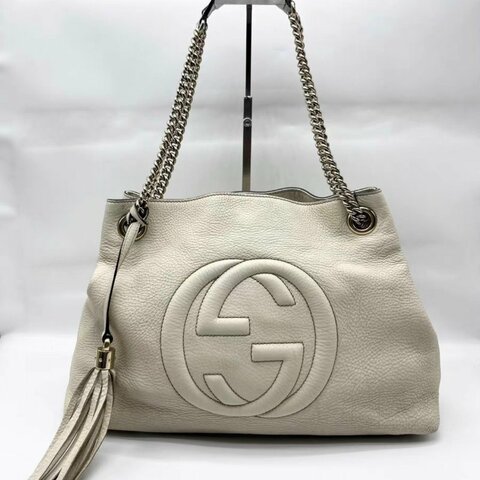 GUCCI 白色流蘇SOHO大號 98新配件塵袋