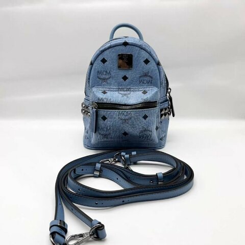 MCM 霧霾藍迷你後背包 98新