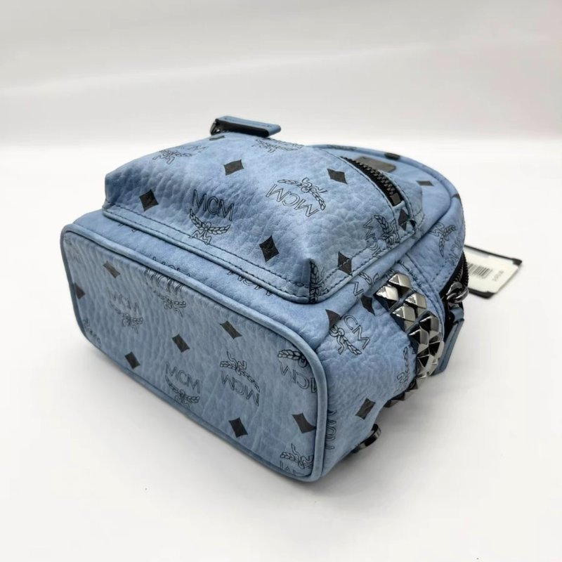MCM 霧霾藍迷你後背包 98新-2