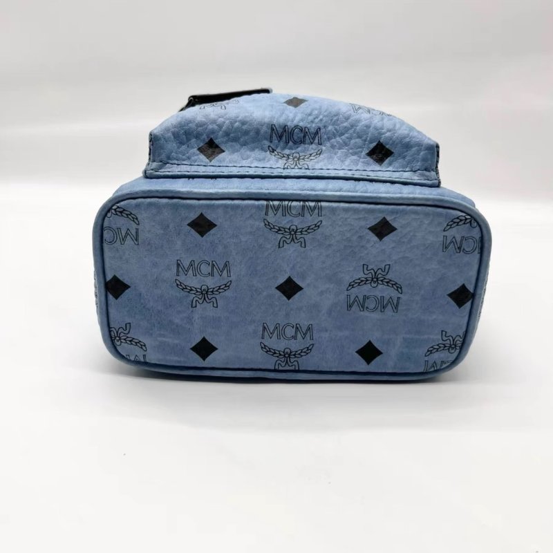 MCM 霧霾藍迷你後背包 98新-3