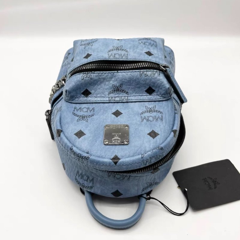 MCM 霧霾藍迷你後背包 98新-4