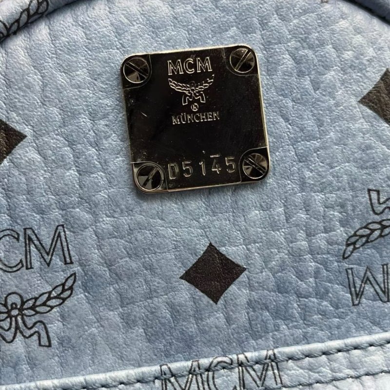 MCM 霧霾藍迷你後背包 98新-5