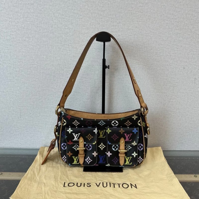 LV 黑三彩肩背劍橋包26*17*8 98新配件塵袋-0