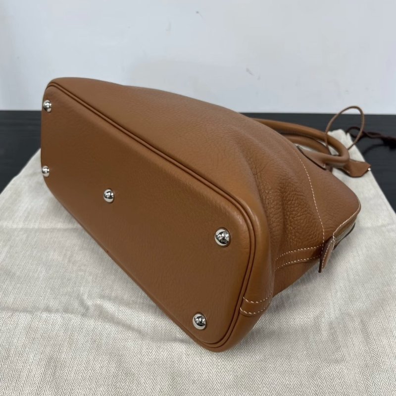HERMES Bolide金棕色銀扣保齡球包31手提肩背斜背包31*23*12 99新配件塵袋鑰匙鎖-4