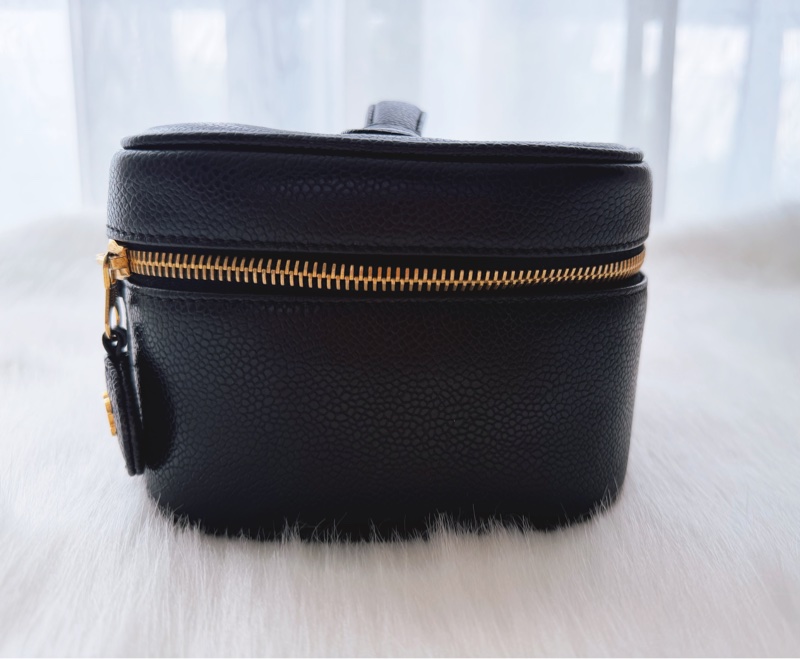 CHANEL香奈兒 荔枝皮 黑金 化妝包 手提包-2