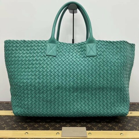 BV 綠色Cabat大號編織菜籃子托特包45*30*23 99新配件塵袋