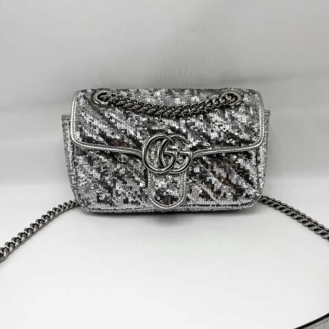 GUCCI 馬蒙22銀色亮片98新配件塵袋