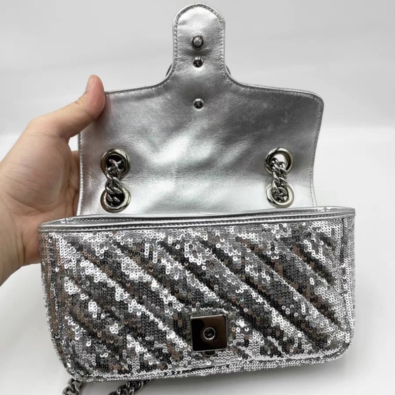 GUCCI 馬蒙22銀色亮片98新配件塵袋-5