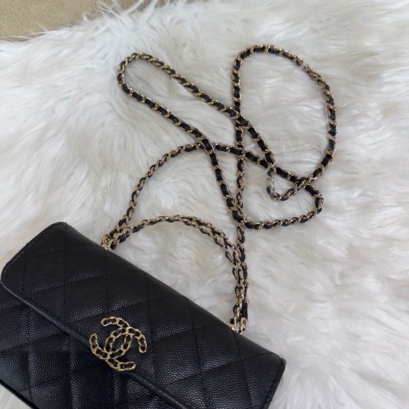 Chanel Kelly 黑金荔枝皮手提斜背包 晶片款-13