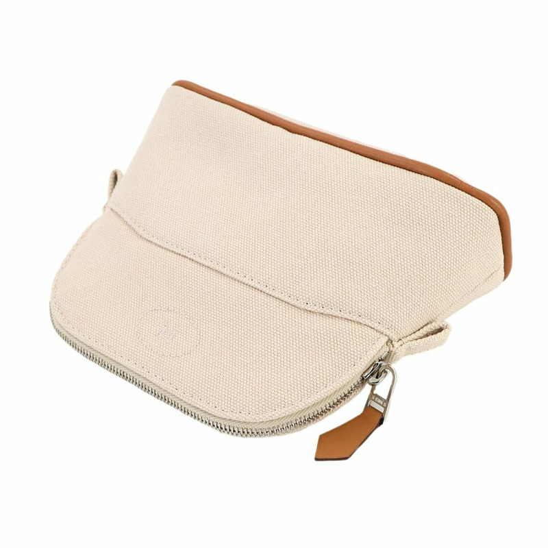 愛馬仕 Hermès Bolide 迷你手拿包,棉帆布,皮革,米色,銀色五金-4