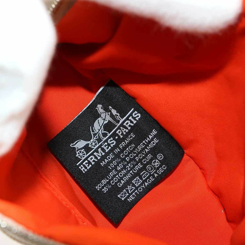 愛馬仕 Hermès Bolide 迷你手拿包,棉帆布,皮革,米色,銀色五金-6