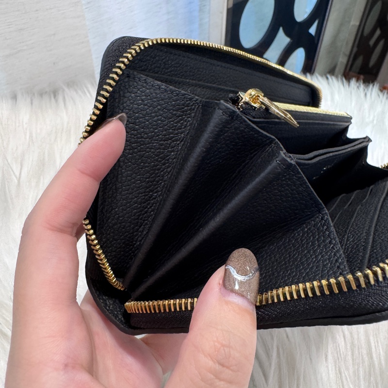 LV 黑拼奶油白雙色拉鍊長夾 晶片款 閒置未使用-7