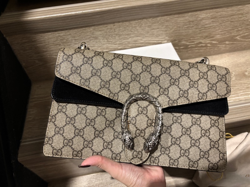 Gucci Dionysus中號酒神包 米色/黑色-5