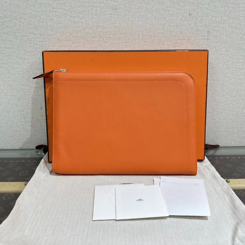 HERMES 橘色平板收納包29*21.5*3 99新配件盒子塵袋購證-0