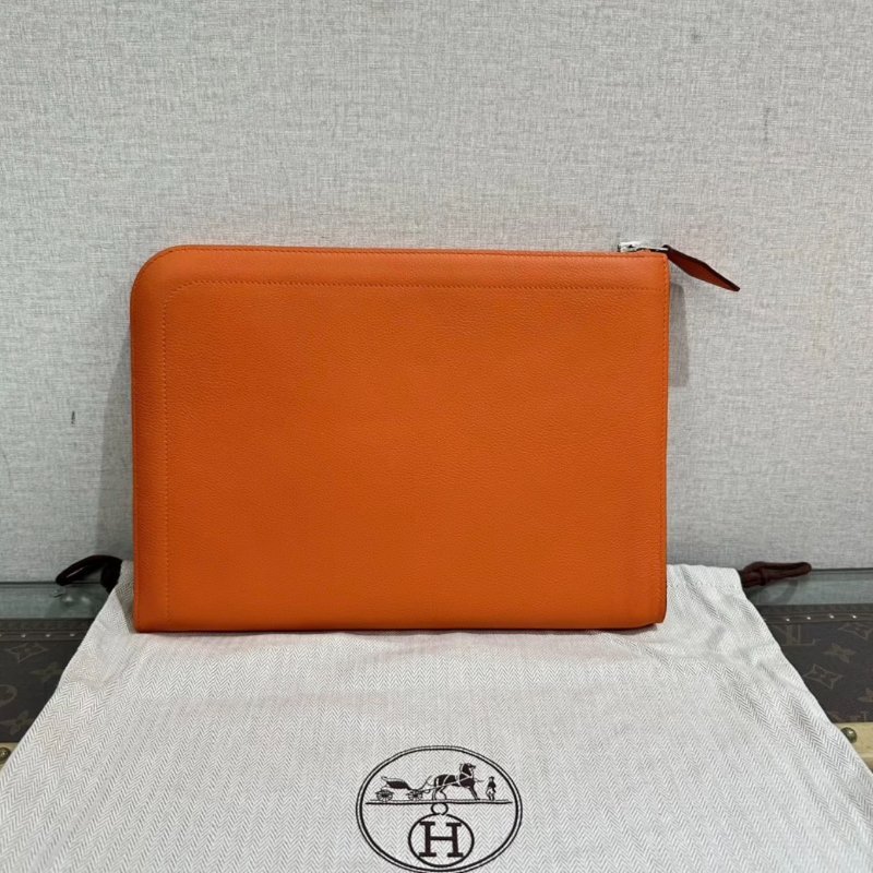 HERMES 橘色平板收納包29*21.5*3 99新配件盒子塵袋購證-2