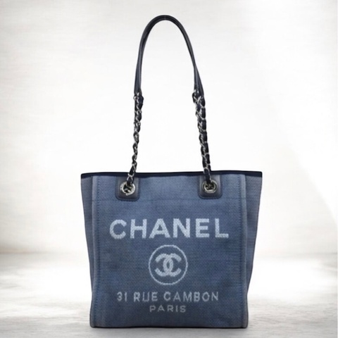 「JL精品代購」9新 Chanel 香奈兒 藍色 沙灘包 pm