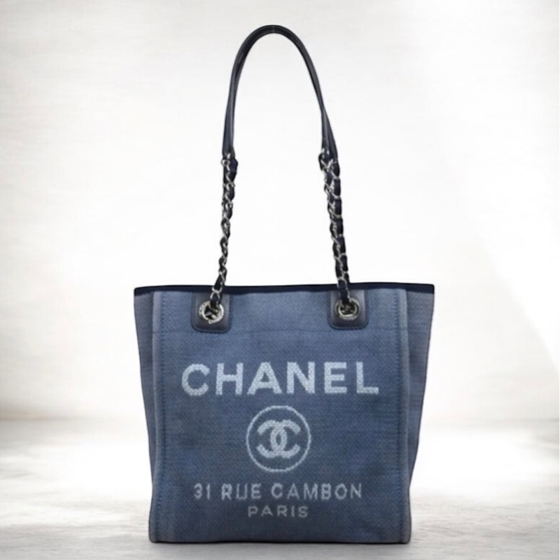 「JL精品代購」9新 Chanel 香奈兒 藍色 沙灘包 pm-0