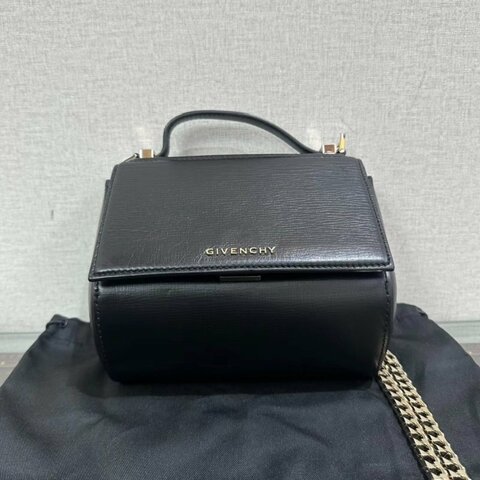 GIVENCHY 潘朵拉黑色三角梯硬盒子肩背斜背手提包18*16*10 98新配件塵袋