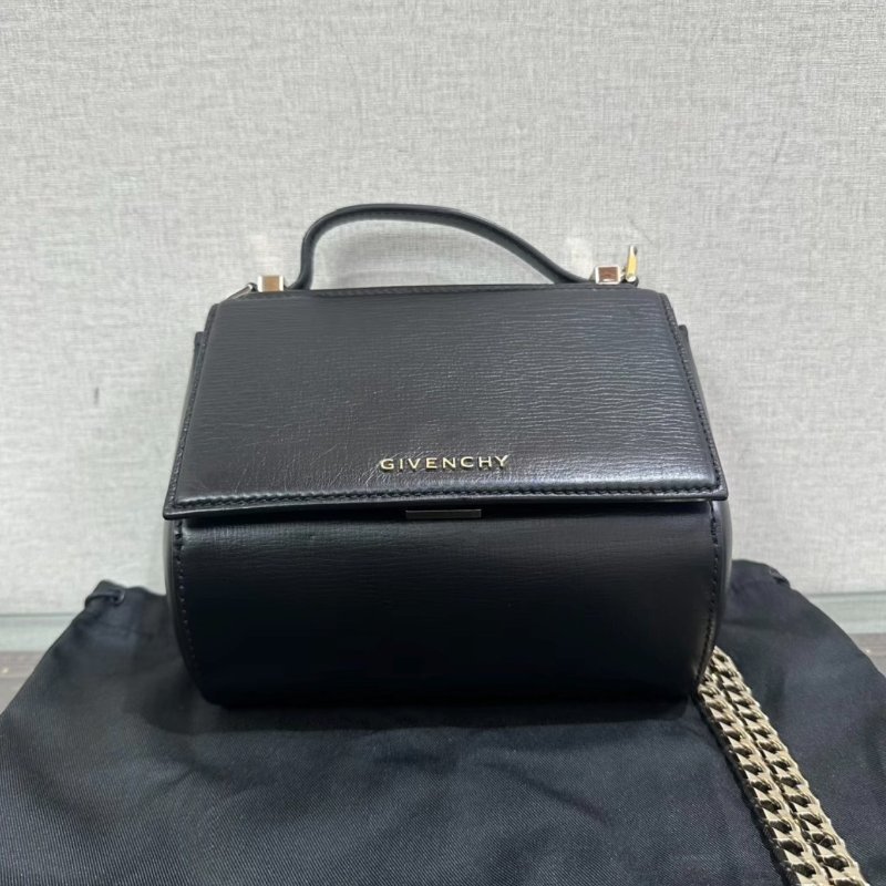 GIVENCHY 潘朵拉黑色三角梯硬盒子肩背斜背手提包18*16*10 98新配件塵袋-0