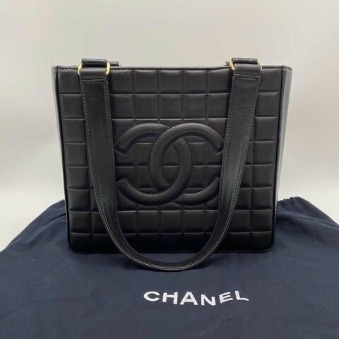 CHANEL 黑金中古冰格手提托特包25*21.5*8 98新配件塵袋