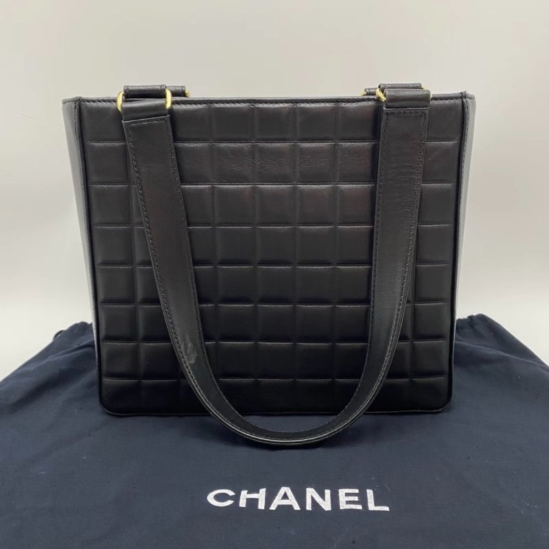 CHANEL 黑金中古冰格手提托特包25*21.5*8 98新配件塵袋-5