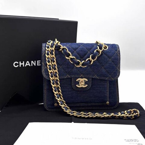 CHANEL 牛仔23S中號豆腐郵差包22*18.5*7.5 全新閒置配件盒子塵袋