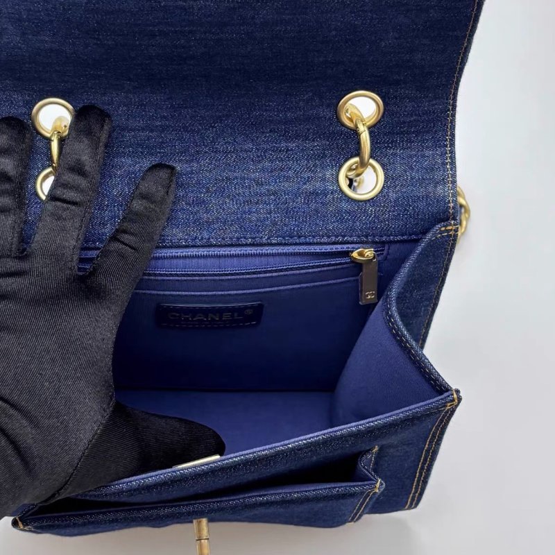 CHANEL 牛仔23S中號豆腐郵差包22*18.5*7.5 全新閒置配件盒子塵袋-5